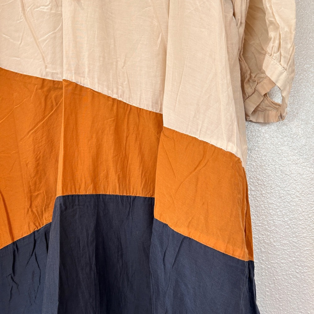 Jaeger Colorblock Silk Blend Dress Modern Navy Orange Cream Women's Size 8 - Picture 6 of 12